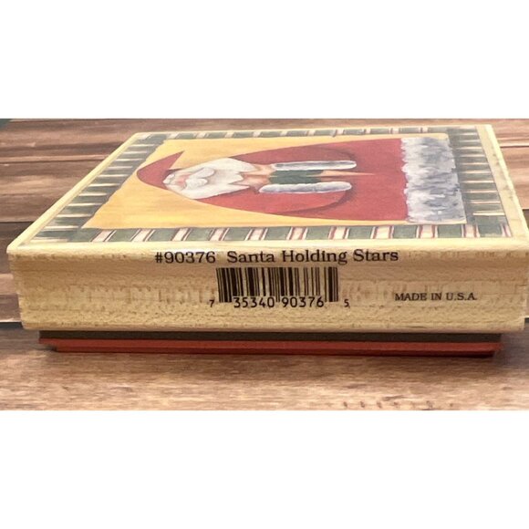 Santa Holding Stars W.M. Rubber Stamp By Stamps Happen Inc. fiddlestix 90376 - Picture 4 of 4